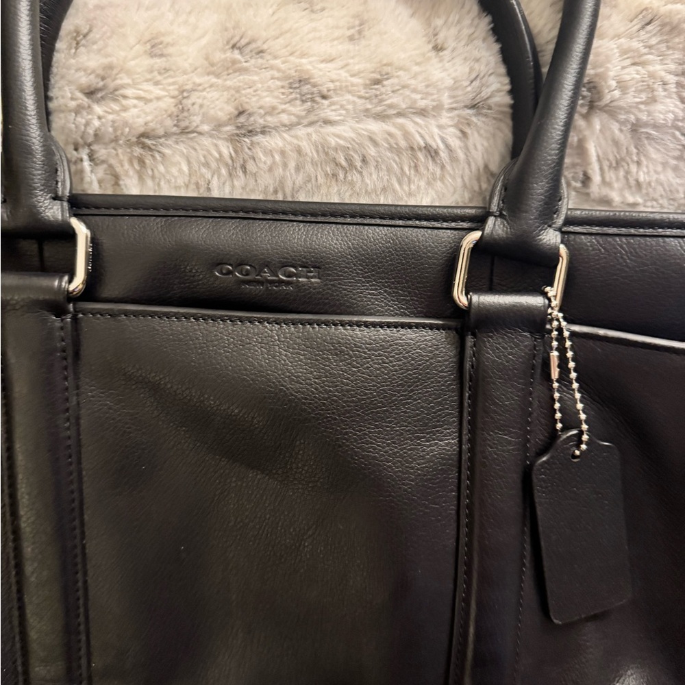 COACH Black Leather Work Tote